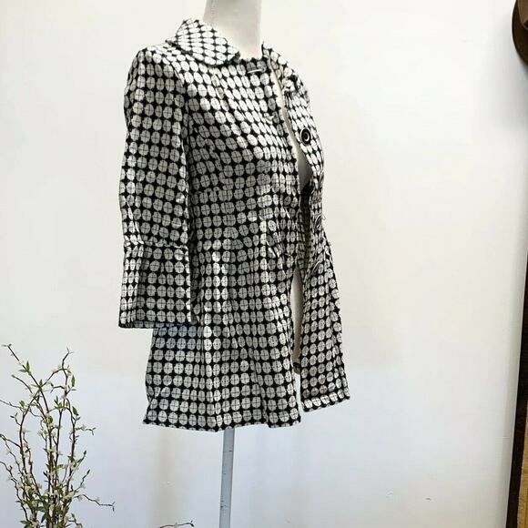 Sequin Hearts Bell Sleeve Black White tweed Blazer jacket Button Front Sz 3 - Picture 12 of 12